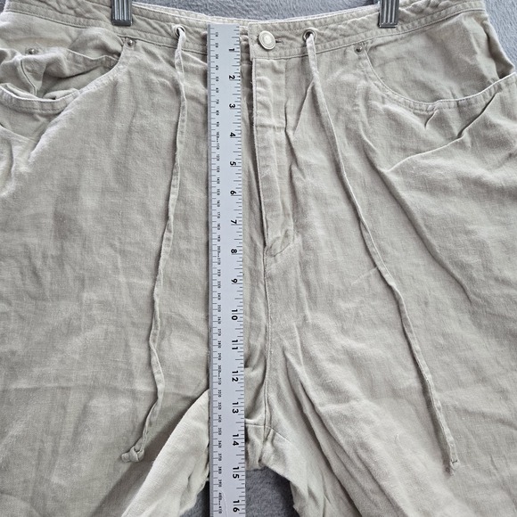 Deane & White‎ Women Shorts 14 Beige Linen Button Drawstring - Picture 5 of 7